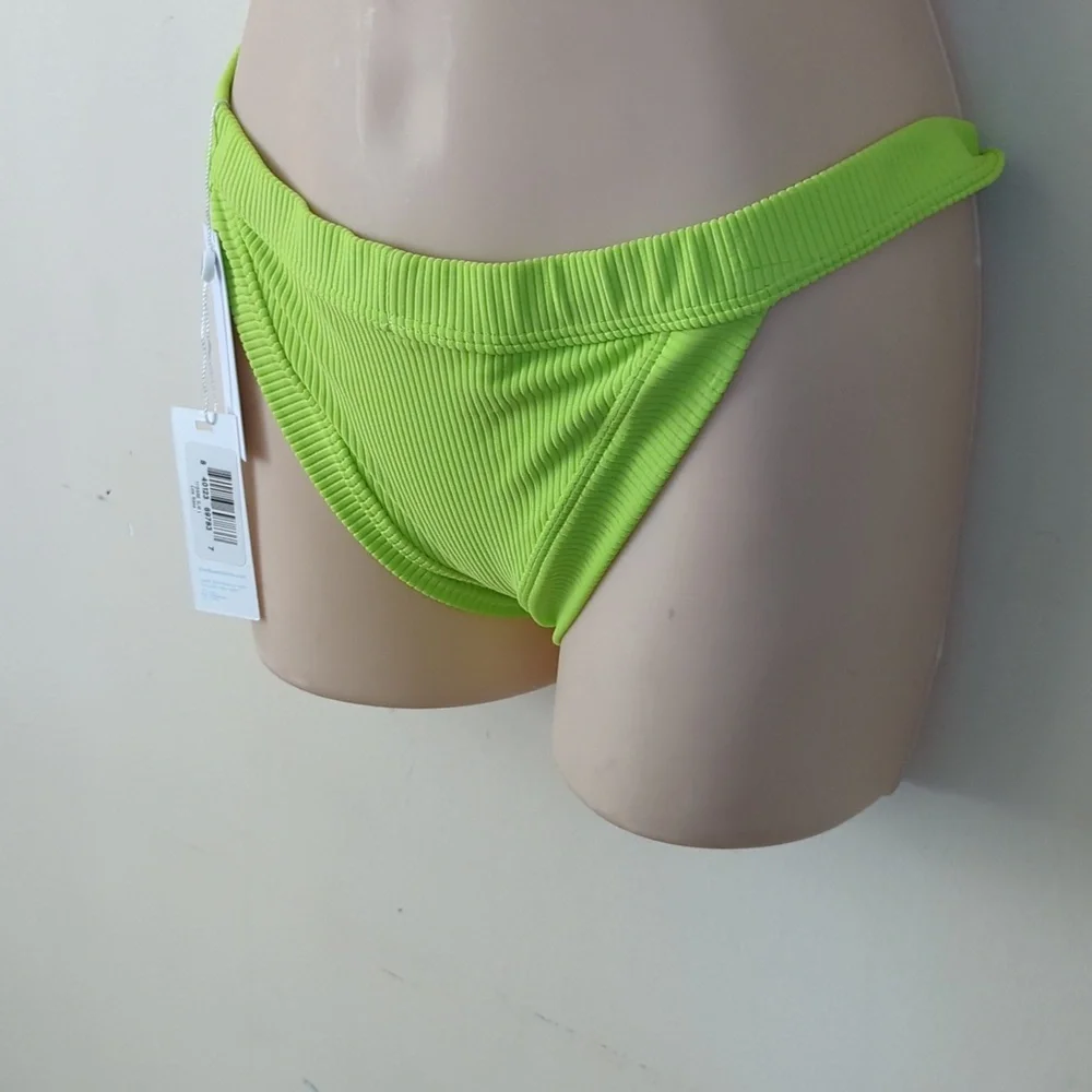 Frankie's Cole Ribbed Bikini Bottom Slime Green L